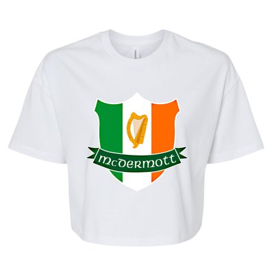 Mcdermott Name Irish Gift Irish Flag Harp Crest Bella+Canvas Jersey Crop Tee