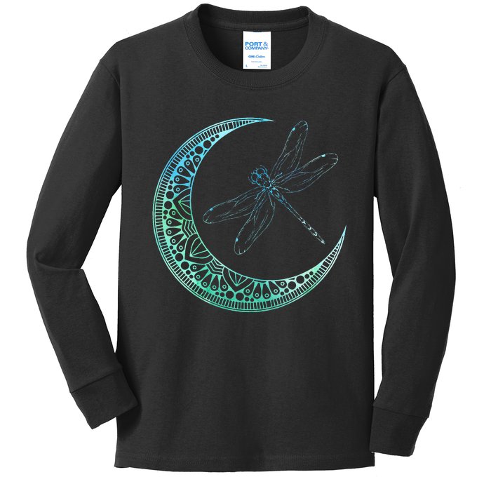 Moon Nature Insect Animal Gift Wildlife Night Dragonfly Kids Long Sleeve Shirt