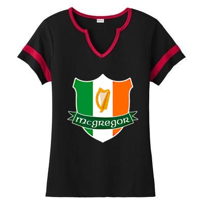 Mcgregor Name Irish Gift Irish Flag Harp Crest Ladies Halftime Notch Neck Tee