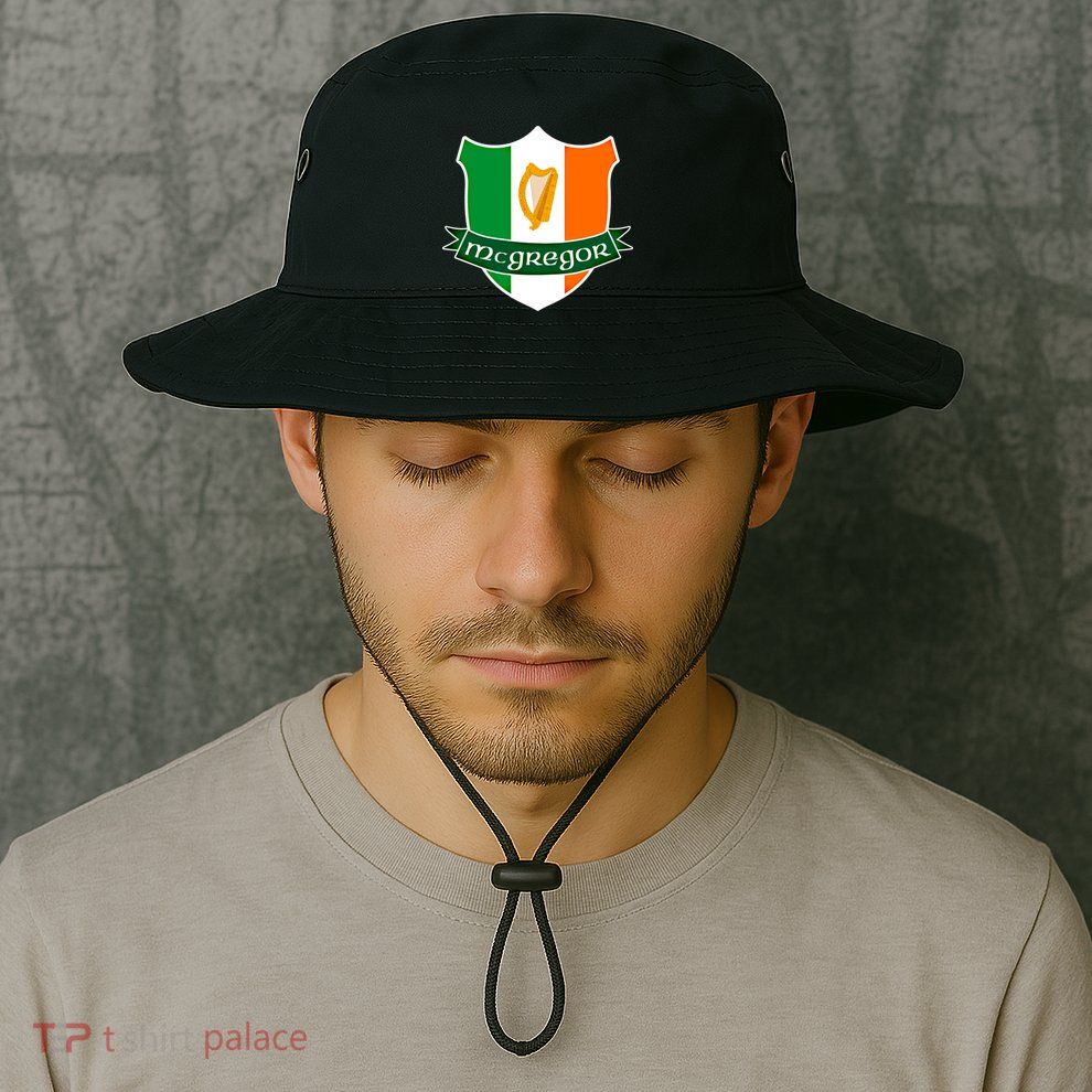 Mcgregor Name Irish Gift Irish Flag Harp Crest Bucket Hat