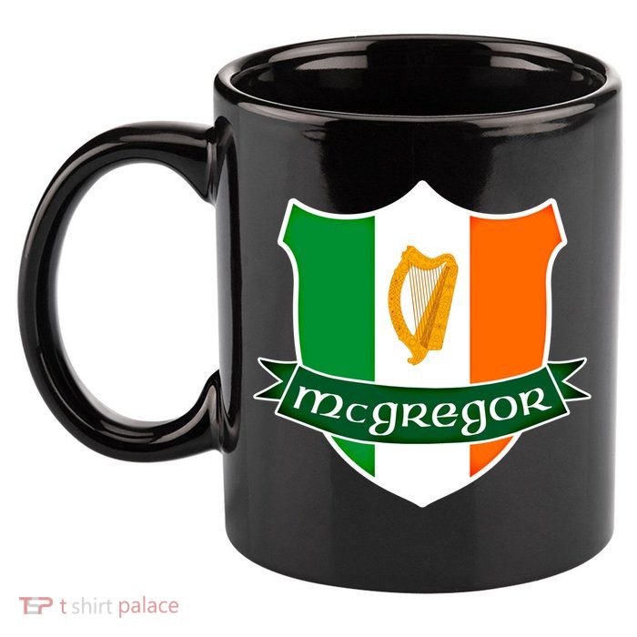 Mcgregor Name Irish Gift Irish Flag Harp Crest 11oz C Handle Ceramic Mug