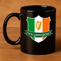 Mcgregor Name Irish Gift Irish Flag Harp Crest 11oz C Handle Ceramic Mug