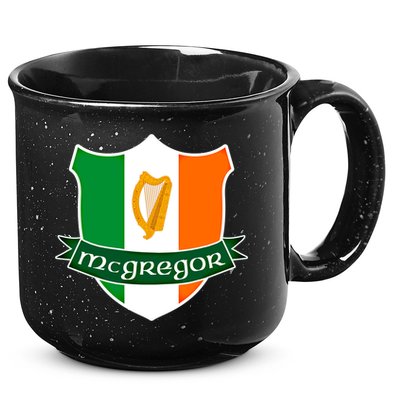 Mcgregor Name Irish Gift Irish Flag Harp Crest 15oz Campfire Ceramic Mug
