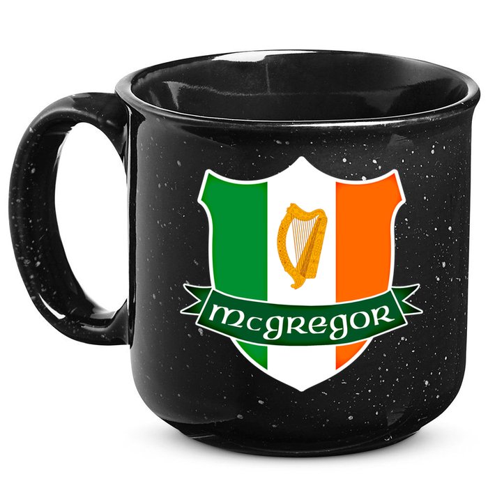 Mcgregor Name Irish Gift Irish Flag Harp Crest 15oz Campfire Ceramic Mug