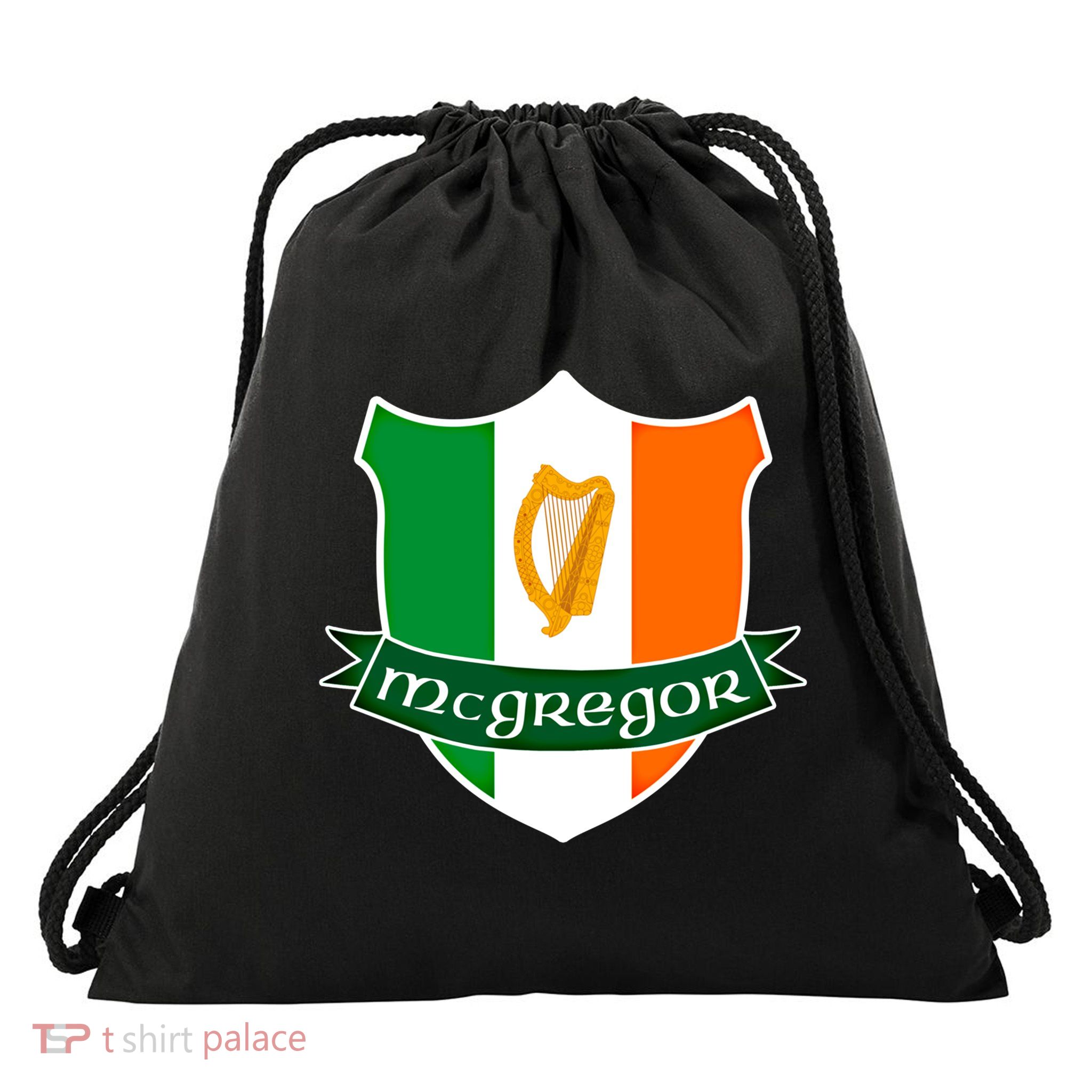 Mcgregor Name Irish Gift Irish Flag Harp Crest Drawstring Bag