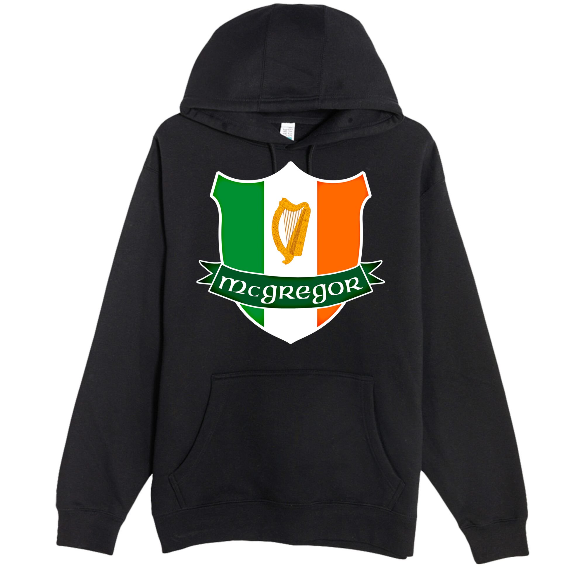 Mcgregor Name Irish Gift Irish Flag Harp Crest Premium Pullover Hoodie