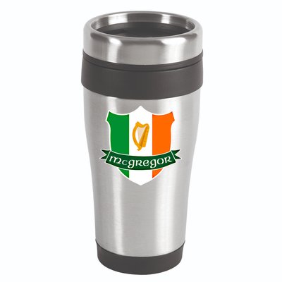 Mcgregor Name Irish Gift Irish Flag Harp Crest 16oz Travel Tumbler