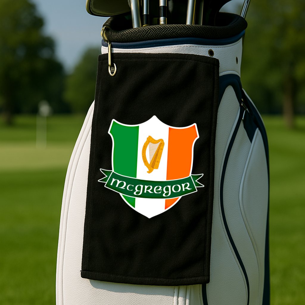 Mcgregor Name Irish Gift Irish Flag Harp Crest Golf Towel