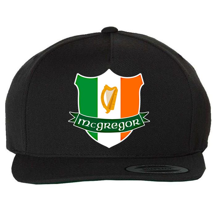 Mcgregor Name Irish Gift Irish Flag Harp Crest Wool Snapback Cap