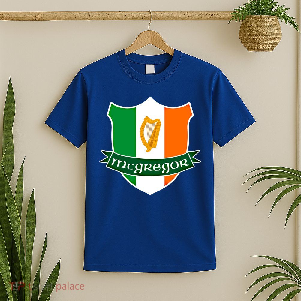 Mcgregor Name Irish Gift Irish Flag Harp Crest T-Shirt