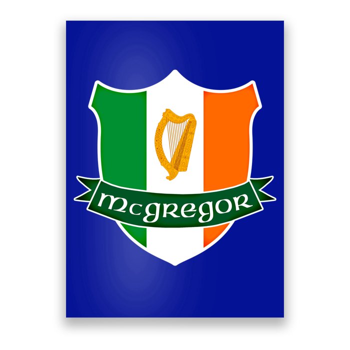Mcgregor Name Irish Gift Irish Flag Harp Crest Poster