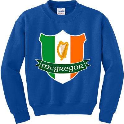 Mcgregor Name Irish Gift Irish Flag Harp Crest Kids Sweatshirt