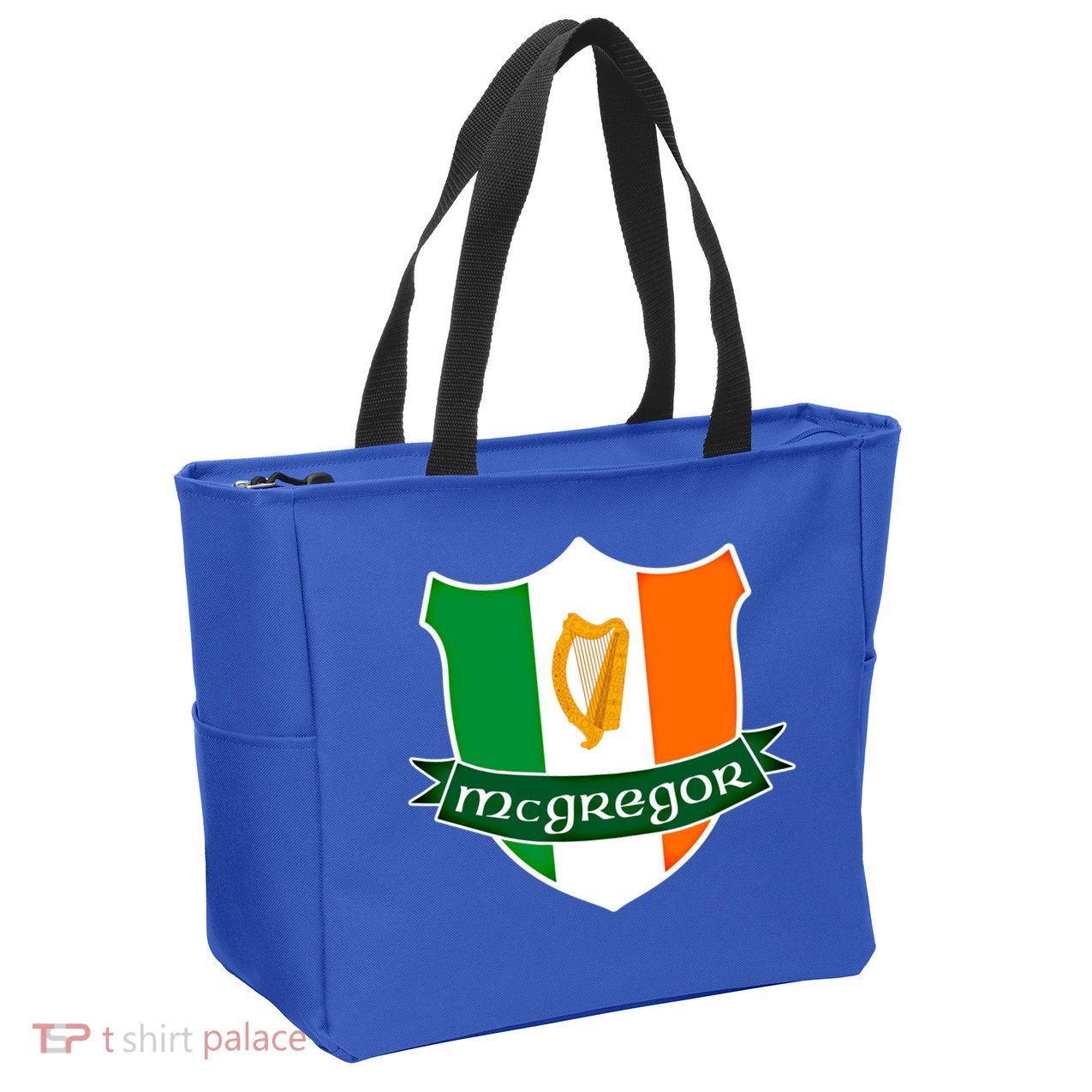 Mcgregor Name Irish Gift Irish Flag Harp Crest Zip Tote Bag