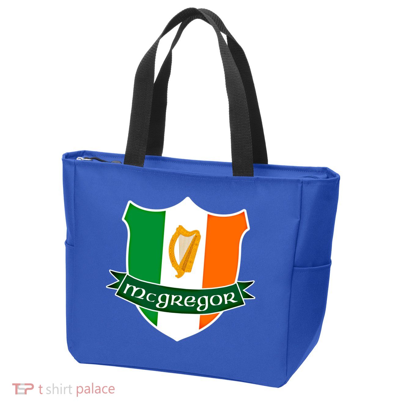 Mcgregor Name Irish Gift Irish Flag Harp Crest Zip Tote Bag