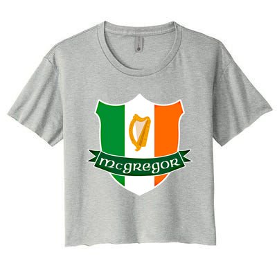 Mcgregor Name Irish Gift Irish Flag Harp Crest Women's Crop Top Tee