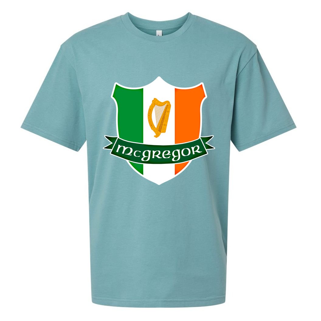 Mcgregor Name Irish Gift Irish Flag Harp Crest Sueded Cloud Jersey T-Shirt