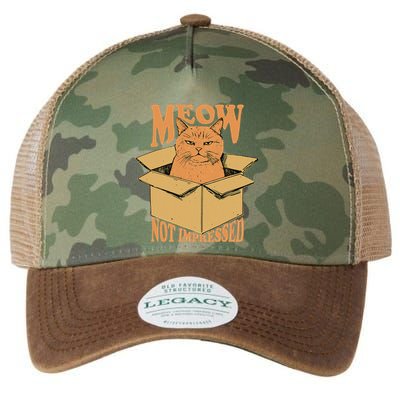 Meow Not Impressed Sarcastic Cat Meme Grumpy Feline In Box .Png Legacy Tie Dye Trucker Hat