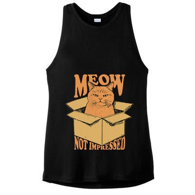 Meow Not Impressed Sarcastic Cat Meme Grumpy Feline In Box .Png Ladies PosiCharge Tri-Blend Wicking Tank