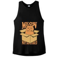Meow Not Impressed Sarcastic Cat Meme Grumpy Feline In Box .Png Ladies PosiCharge Tri-Blend Wicking Tank