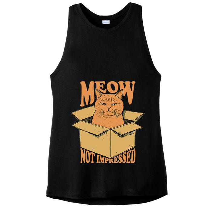 Meow Not Impressed Sarcastic Cat Meme Grumpy Feline In Box .Png Ladies PosiCharge Tri-Blend Wicking Tank