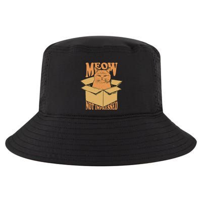 Meow Not Impressed Sarcastic Cat Meme Grumpy Feline In Box .Png Cool Comfort Performance Bucket Hat
