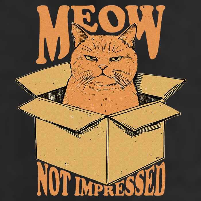 Meow Not Impressed Sarcastic Cat Meme Grumpy Feline In Box .Png Cool Comfort Performance Bucket Hat