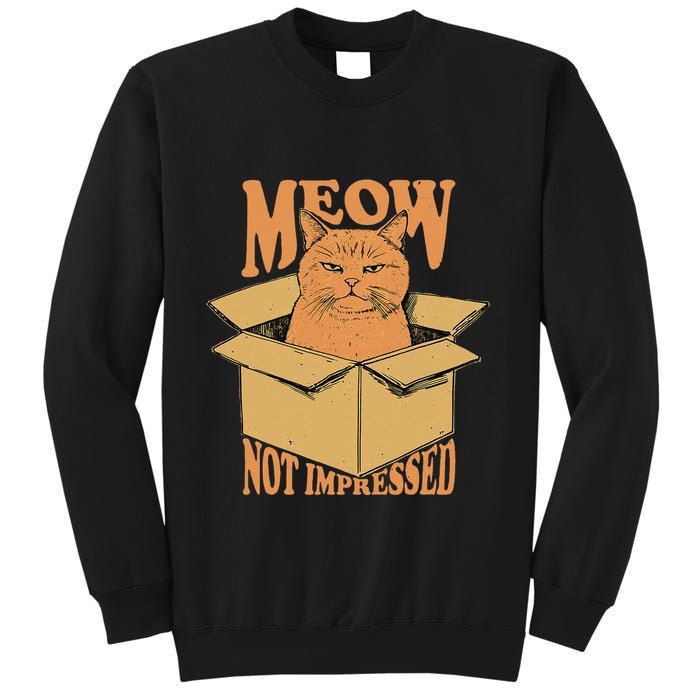 Meow Not Impressed Sarcastic Cat Meme Grumpy Feline In Box .Png Sweatshirt