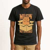 Meow Not Impressed Sarcastic Cat Meme Grumpy Feline In Box .Png Tall T-Shirt