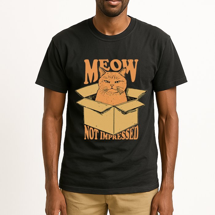 Meow Not Impressed Sarcastic Cat Meme Grumpy Feline In Box .Png Tall T-Shirt