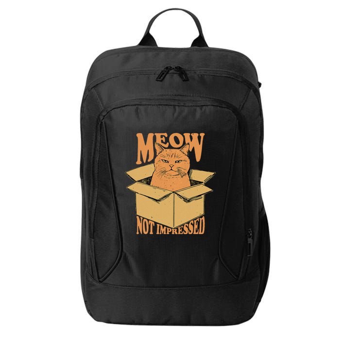 Meow Not Impressed Sarcastic Cat Meme Grumpy Feline In Box .Png City Backpack