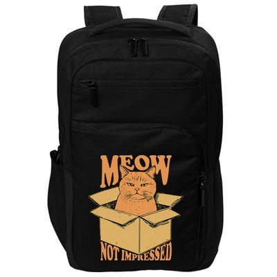 Meow Not Impressed Sarcastic Cat Meme Grumpy Feline In Box .Png Impact Tech Backpack