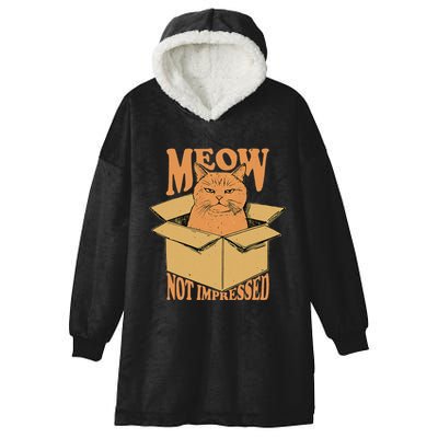 Meow Not Impressed Sarcastic Cat Meme Grumpy Feline In Box .Png Hooded Wearable Blanket