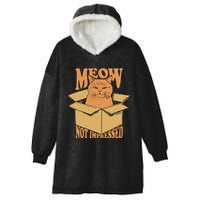 Meow Not Impressed Sarcastic Cat Meme Grumpy Feline In Box .Png Hooded Wearable Blanket