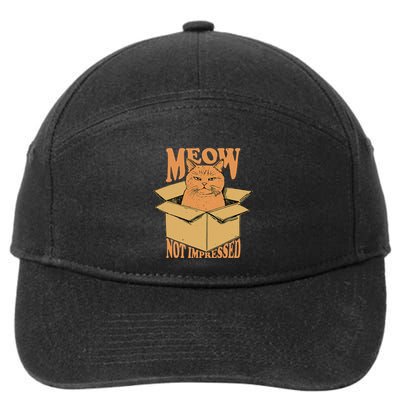 Meow Not Impressed Sarcastic Cat Meme Grumpy Feline In Box .Png 7-Panel Snapback Hat