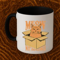 Meow Not Impressed Sarcastic Cat Meme Grumpy Feline In Box .Png Mug