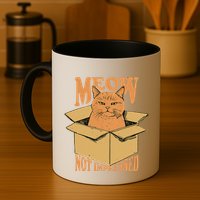 Meow Not Impressed Sarcastic Cat Meme Grumpy Feline In Box .Png Mug