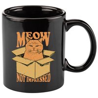 Meow Not Impressed Sarcastic Cat Meme Grumpy Feline In Box .Png 11oz C Handle Ceramic Mug