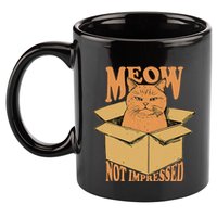 Meow Not Impressed Sarcastic Cat Meme Grumpy Feline In Box .Png 11oz C Handle Ceramic Mug