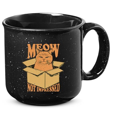 Meow Not Impressed Sarcastic Cat Meme Grumpy Feline In Box .Png 15oz Campfire Ceramic Mug