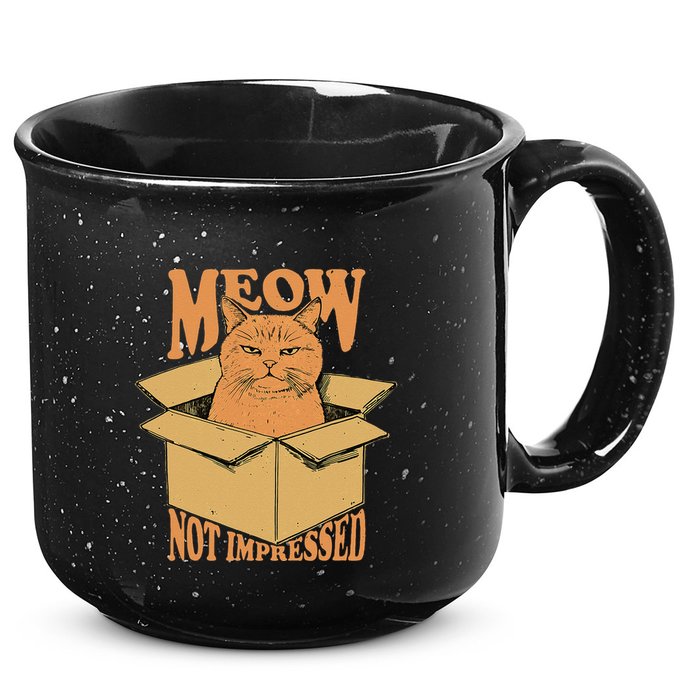 Meow Not Impressed Sarcastic Cat Meme Grumpy Feline In Box .Png 15oz Campfire Ceramic Mug