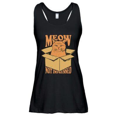 Meow Not Impressed Sarcastic Cat Meme Grumpy Feline In Box .Png Ladies Essential Flowy Tank
