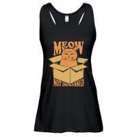 Meow Not Impressed Sarcastic Cat Meme Grumpy Feline In Box .Png Ladies Essential Flowy Tank