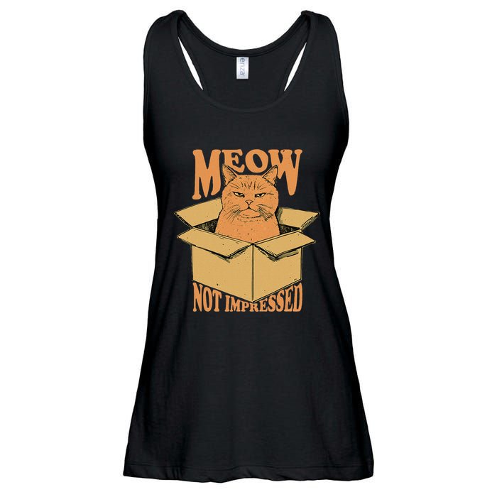 Meow Not Impressed Sarcastic Cat Meme Grumpy Feline In Box .Png Ladies Essential Flowy Tank