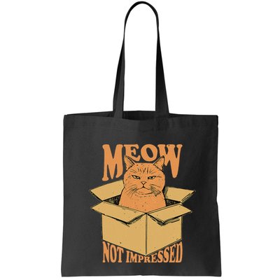 Meow Not Impressed Sarcastic Cat Meme Grumpy Feline In Box .Png Bag