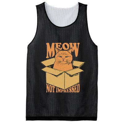 Meow Not Impressed Sarcastic Cat Meme Grumpy Feline In Box .Png Mesh Reversible Basketball Jersey Tank