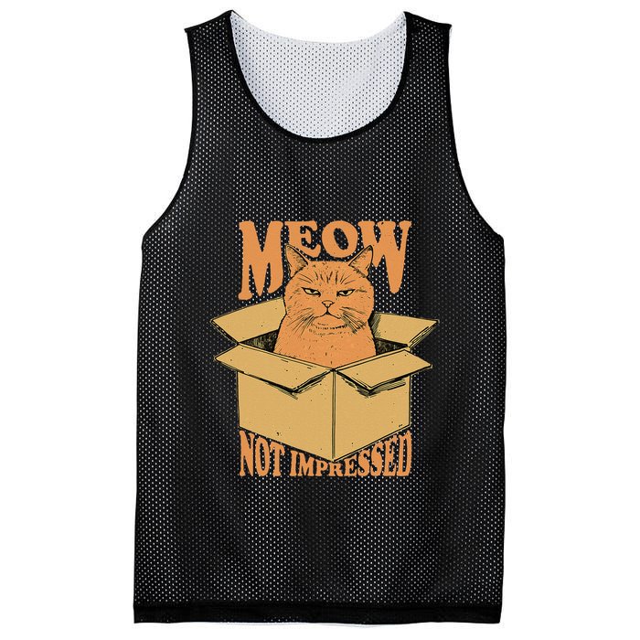 Meow Not Impressed Sarcastic Cat Meme Grumpy Feline In Box .Png Mesh Reversible Basketball Jersey Tank