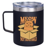 Meow Not Impressed Sarcastic Cat Meme Grumpy Feline In Box .Png 12oz Stainless Steel Coffee Mug