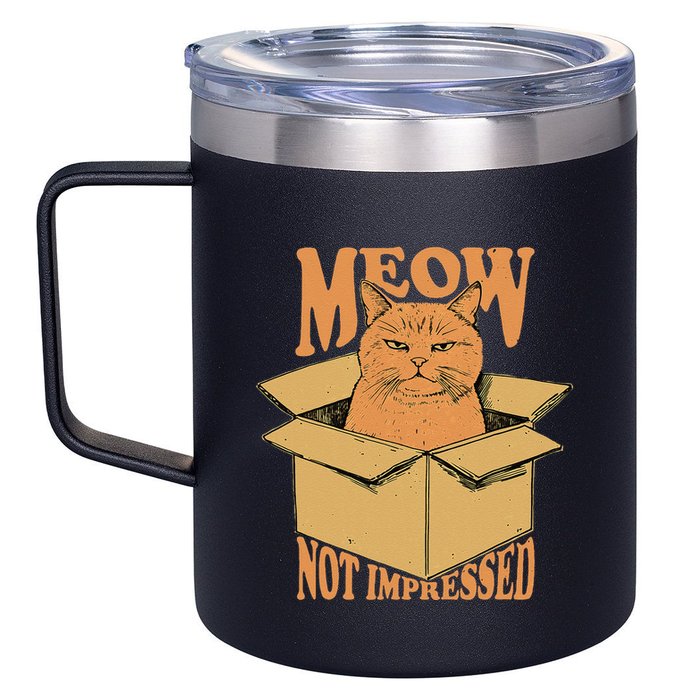 Meow Not Impressed Sarcastic Cat Meme Grumpy Feline In Box .Png 12oz Stainless Steel Coffee Mug