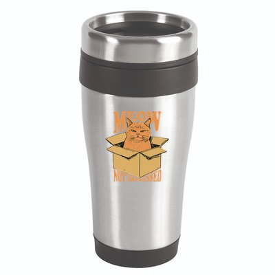 Meow Not Impressed Sarcastic Cat Meme Grumpy Feline In Box .Png 16oz Travel Tumbler