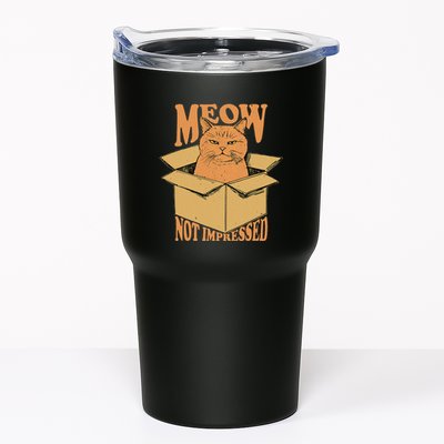 Meow Not Impressed Sarcastic Cat Meme Grumpy Feline In Box .Png Tumbler
